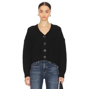 Lovers &‎ Friends Lili Button Front Cardigan Black Knit Long Sleeve Sz L